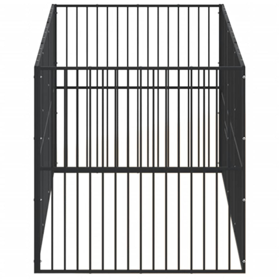 Hondenkennel 8 Panelen Gepoedercoat Staal Zwart