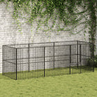 Hondenkennel 8 panelen 300x100x100 cm gepoedercoat staal zwart