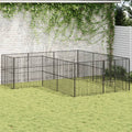 Dog kennel 12 panels powder-coated steel black