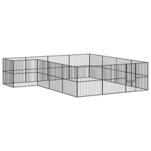 Hondenkennel 16 Panelen Gepoedercoat Staal Zwart