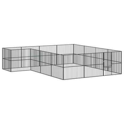 Hondenkennel 16 Panelen Gepoedercoat Staal Zwart