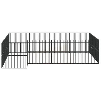Hondenkennel 16 Panelen Gepoedercoat Staal Zwart