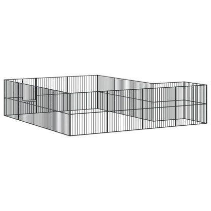Hondenkennel 16 Panelen Gepoedercoat Staal Zwart