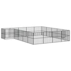 Dog kennel 20 panels powder-coated black steel