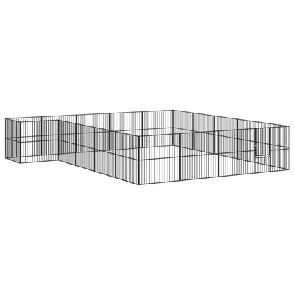 Hondenkennel 20 Panelen Gepoedercoat Staal Zwart
