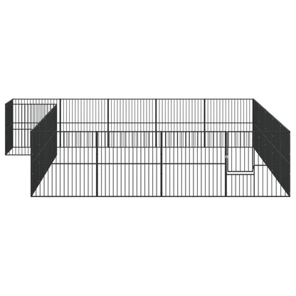 Hondenkennel 20 Panelen Gepoedercoat Staal Zwart