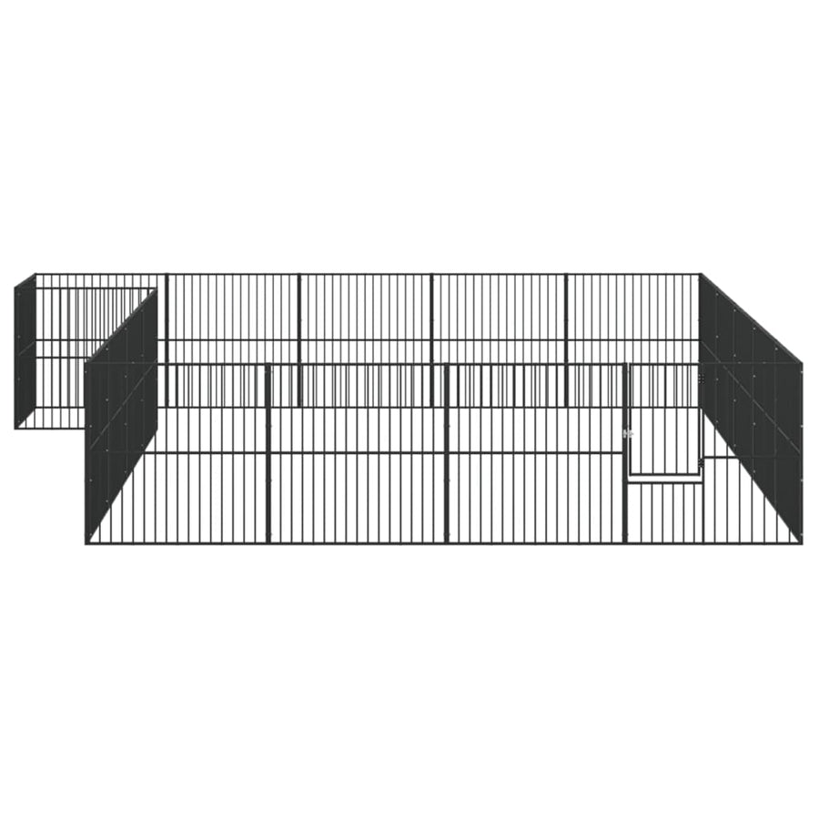Hondenkennel 20 Panelen Gepoedercoat Staal Zwart