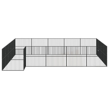 Hondenkennel 20 Panelen Gepoedercoat Staal Zwart