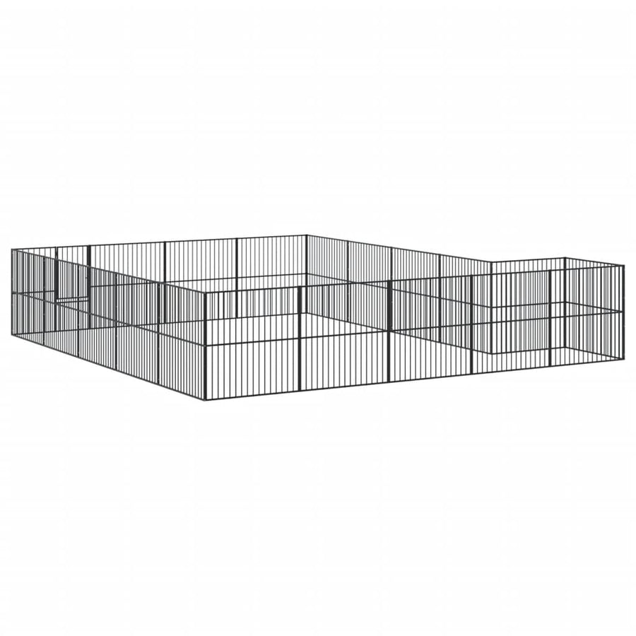 Hondenkennel 20 Panelen Gepoedercoat Staal Zwart