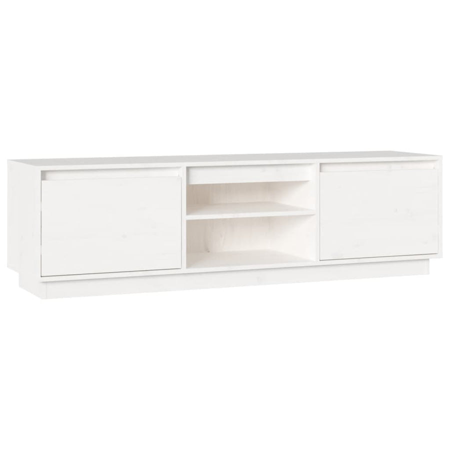 Tv-meubel 140x35x40 cm massief grenenhout wit Wit
