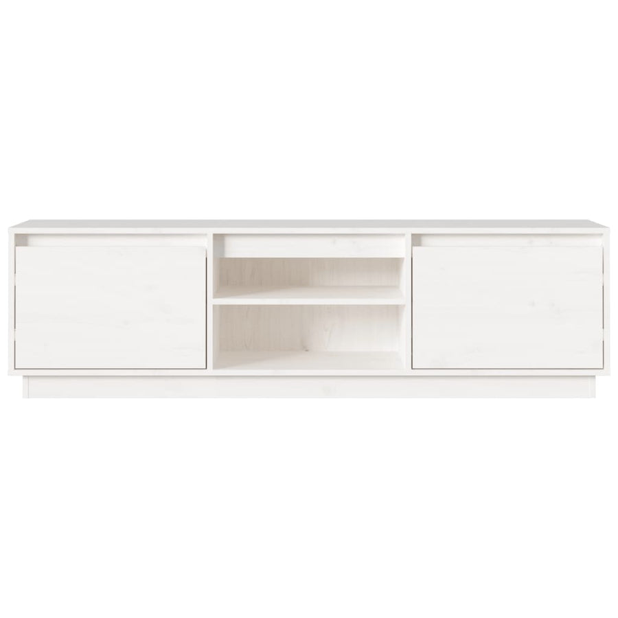Tv-meubel 140x35x40 cm massief grenenhout wit Wit