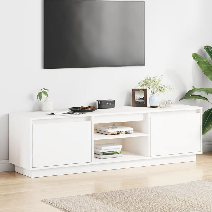 Tv-meubel 140x35x40 cm massief grenenhout wit Wit