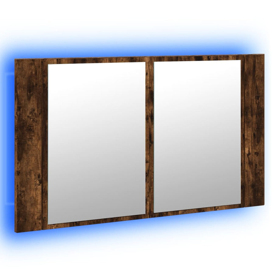 Badkamerkast Met Spiegel Led 80X2X45 Acryl Kleur Gerookt eiken