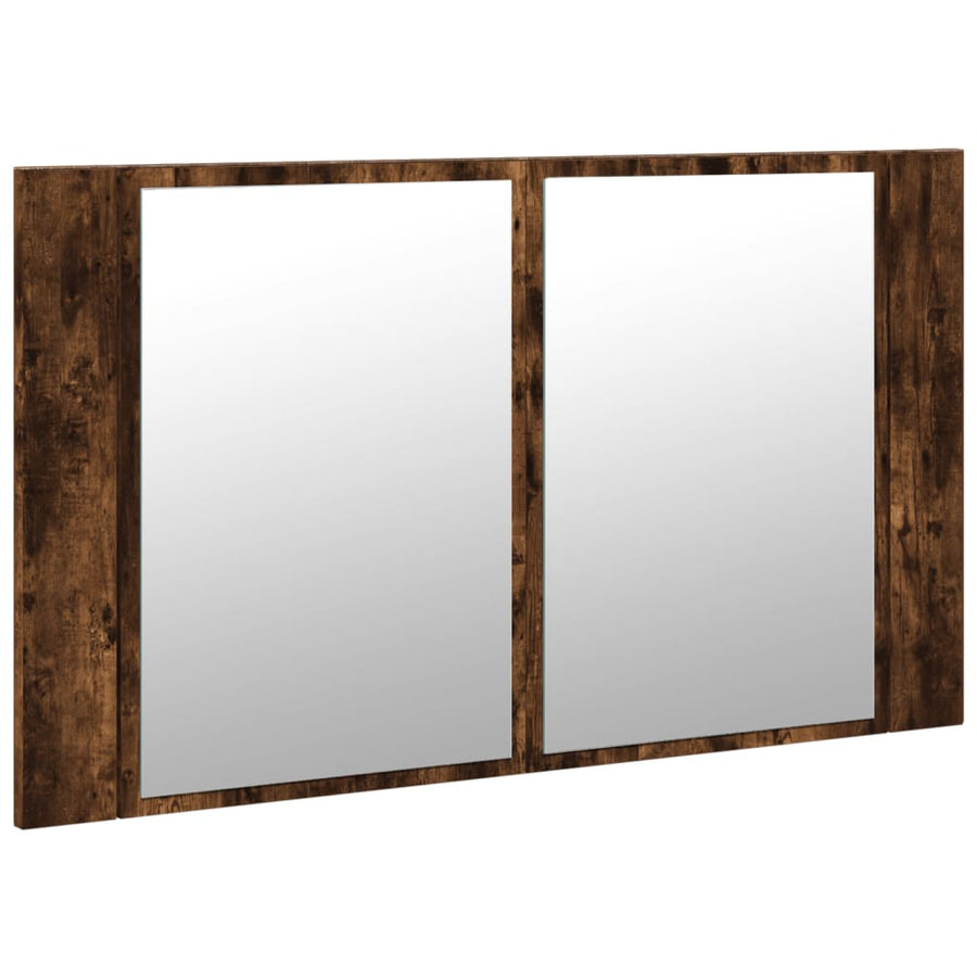 Badkamerkast Met Spiegel Led 80X2X45 Acryl Kleur Gerookt eiken