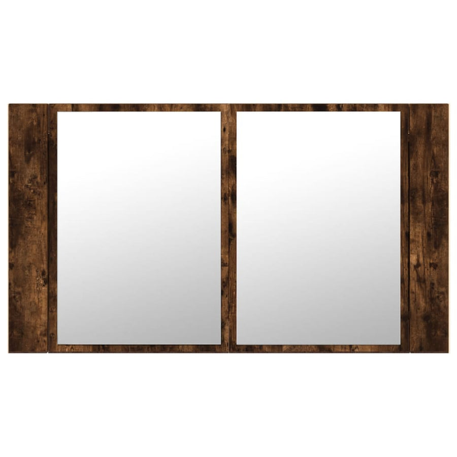 Badkamerkast Met Spiegel Led 80X2X45 Acryl Kleur Gerookt eiken