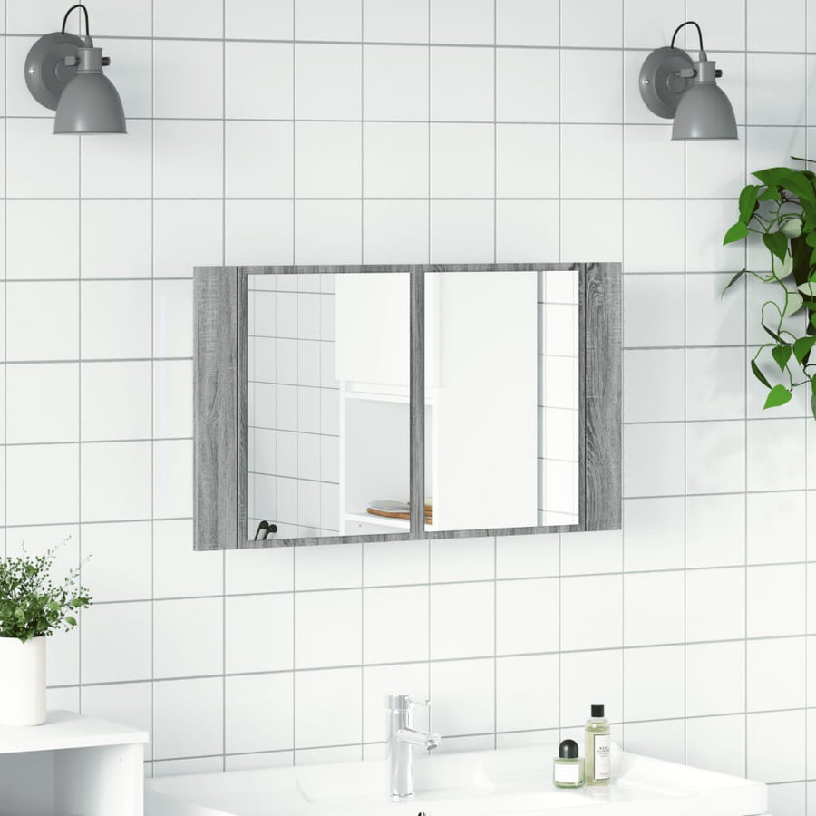Badkamerkast Met Spiegel En Led 80X2X45 Cm Acryl