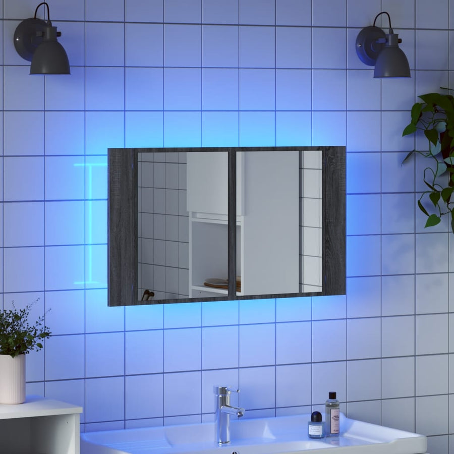 Badkamerkast Met Spiegel En Led 80X2X45 Cm Acryl
