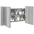 Bathroom cabinet with LED mirror 80x12x45 acrylic Sonoma oak-coloured