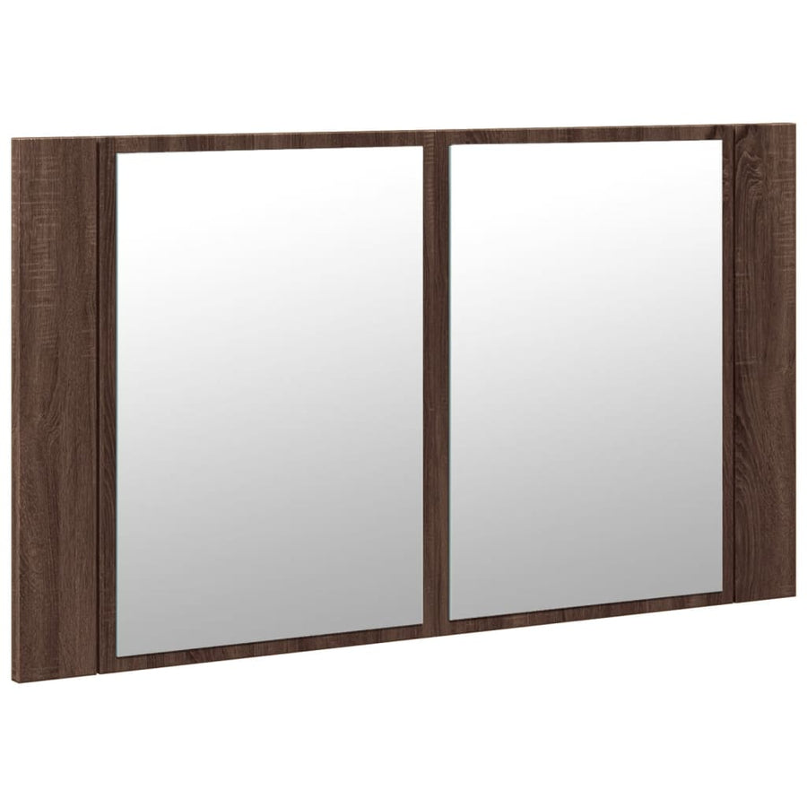 Badkamerkast Met Spiegel Led 80X2X45 Acryl Bruineikenkleurig bruin eikenkleur