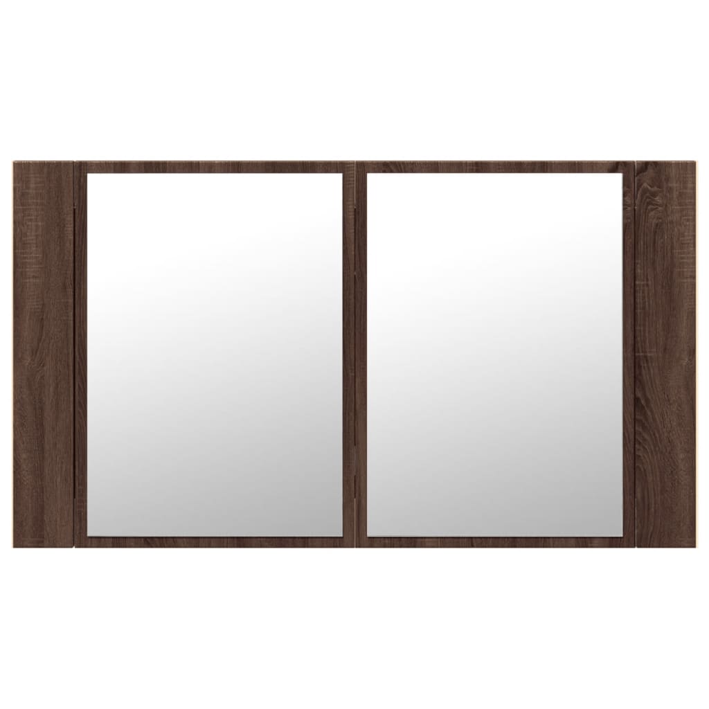 Badkamerkast Met Spiegel Led 80X2X45 Acryl Bruineikenkleurig bruin eikenkleur