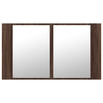 Badkamerkast Met Spiegel Led 80X2X45 Acryl Bruineikenkleurig bruin eikenkleur