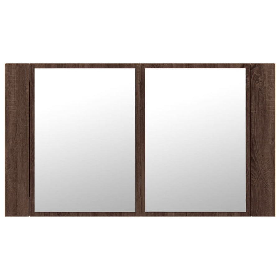 Badkamerkast Met Spiegel Led 80X2X45 Acryl Bruineikenkleurig bruin eikenkleur