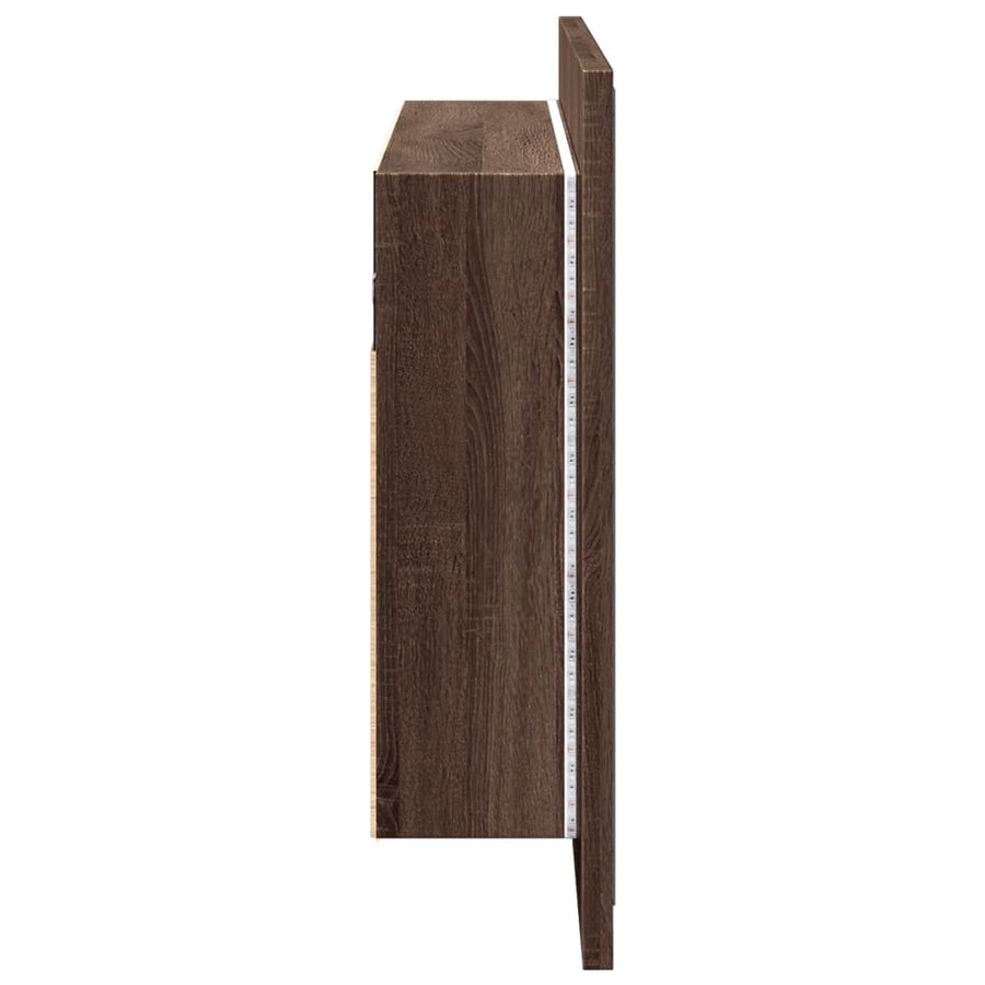 Badkamerkast Met Spiegel Led 80X2X45 Acryl Bruineikenkleurig bruin eikenkleur