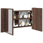 Badkamerkast spiegel LED 80x12x45 cm bruin eikenkleur