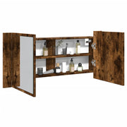 Badkamerkast met spiegel en LED 100x12x45 cm gerookt eiken
