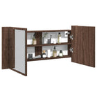 Bathroom Cabinet with Mirror and LED 100x12x45 cm Brown Oak