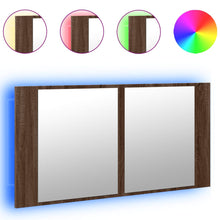 Badkamerkast Met Spiegel En Led 90X2X45 Acryl Bruineikenkleur bruin eikenkleur