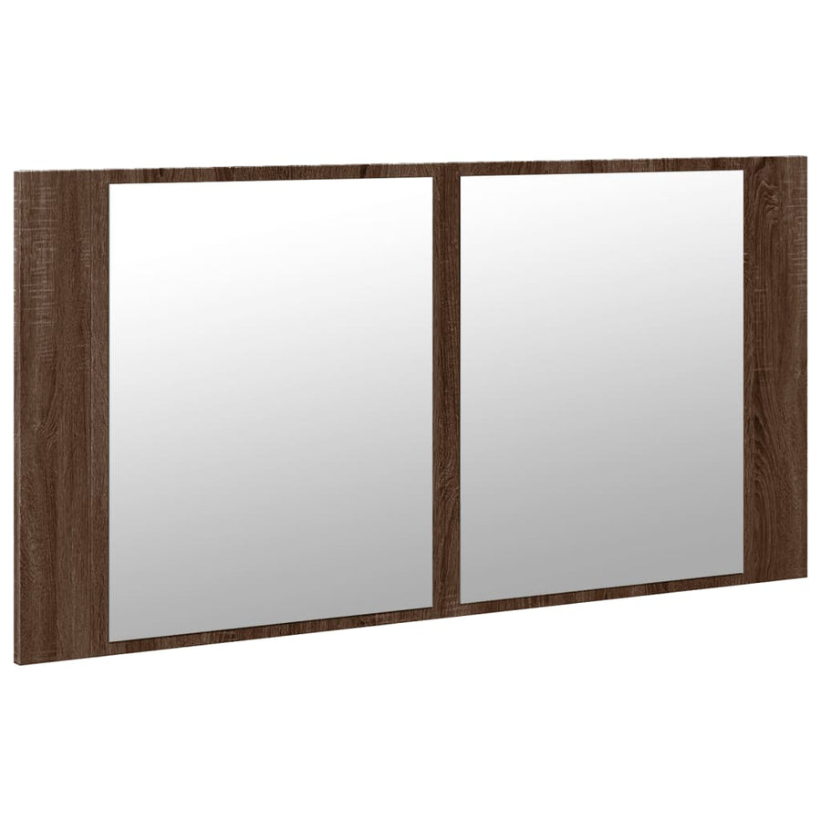 Badkamerkast Met Spiegel En Led 90X2X45 Acryl Bruineikenkleur bruin eikenkleur