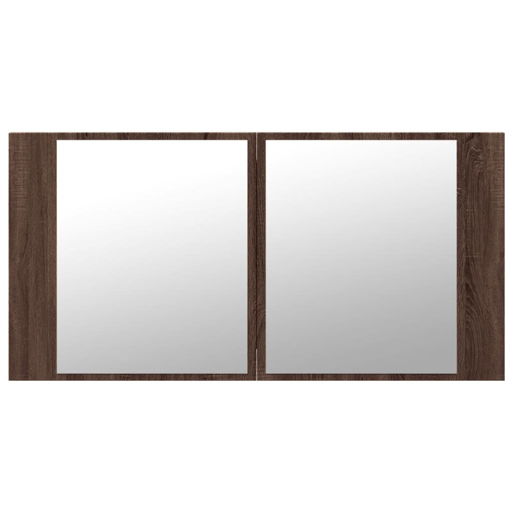 Badkamerkast Met Spiegel En Led 90X2X45 Acryl Bruineikenkleur bruin eikenkleur