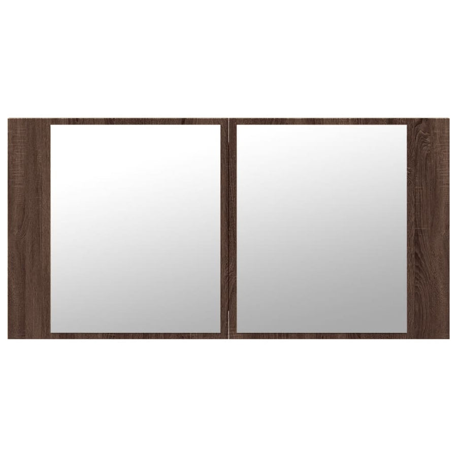 Badkamerkast Met Spiegel En Led 90X2X45 Acryl Bruineikenkleur bruin eikenkleur