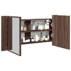Badkamerkast met spiegel LED 90x12x45 cm bruineiken