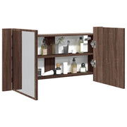 Badkamerkast met spiegel LED 90x12x45 cm bruineiken