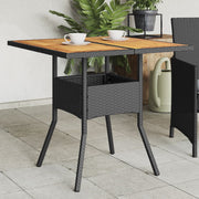 Tuintafel 80x80x75 cm acaciahout poly rattan zwart