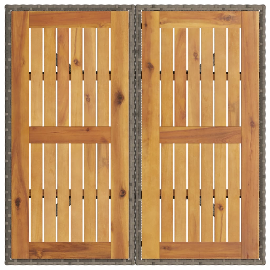 Tuintafel met acaciahouten blad 80x80x75 cm poly rattan grijs