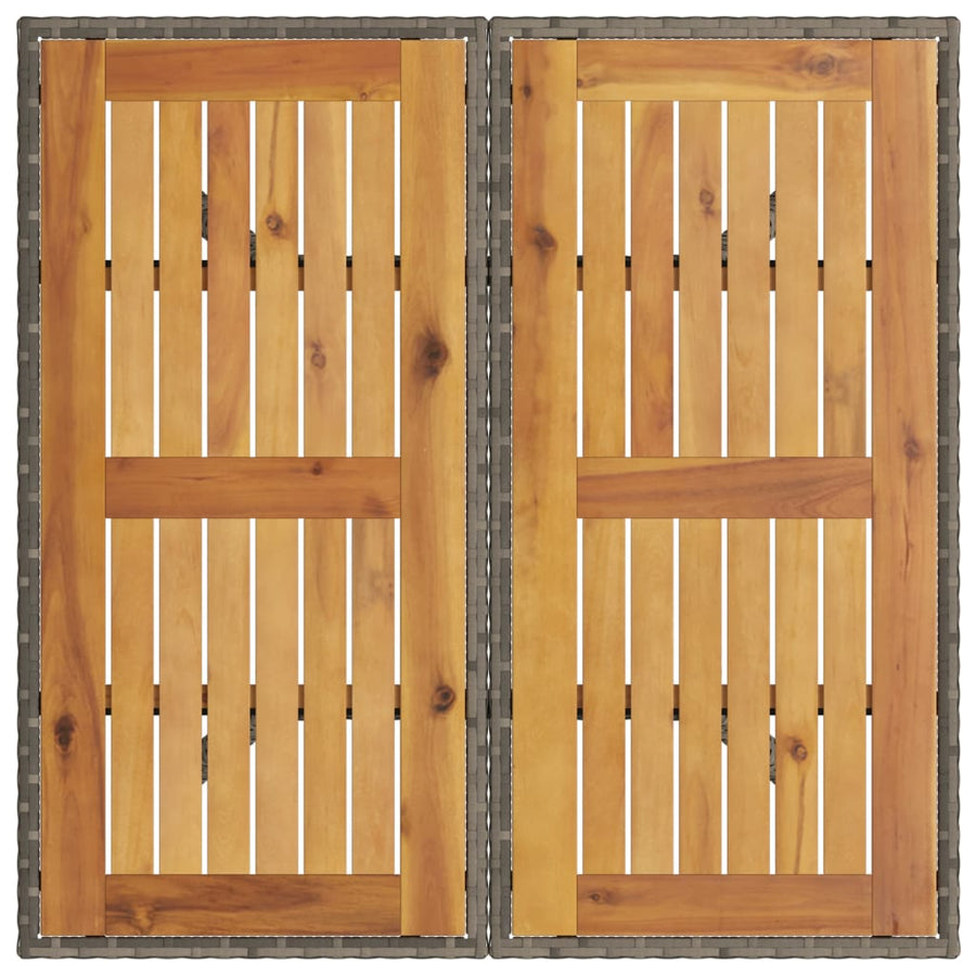 Tuintafel met acaciahouten blad 80x80x75 cm poly rattan grijs