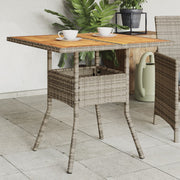 Tuintafel 80x80x75 cm acacia blad poly rattan grijs