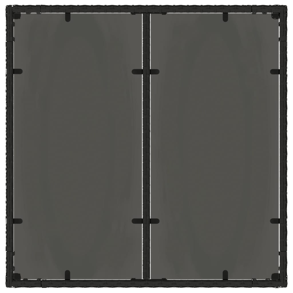 Tuintafel met glazen blad 90x90x75 cm poly rattan