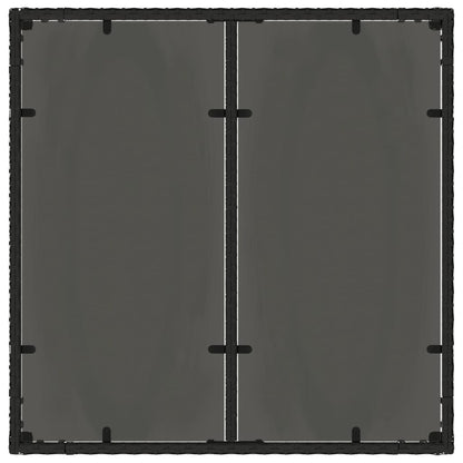 Tuintafel met glazen blad 90x90x75 cm poly rattan