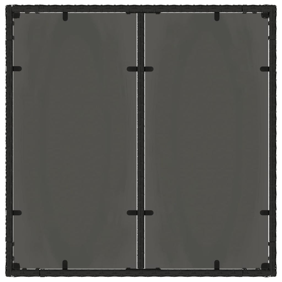 Tuintafel met glazen blad 90x90x75 cm poly rattan