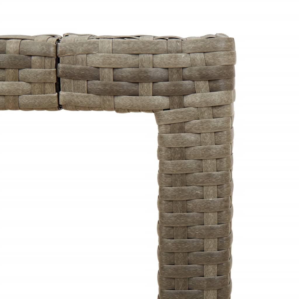 Tuintafel met glazen blad 90x90x75 cm poly rattan grijs