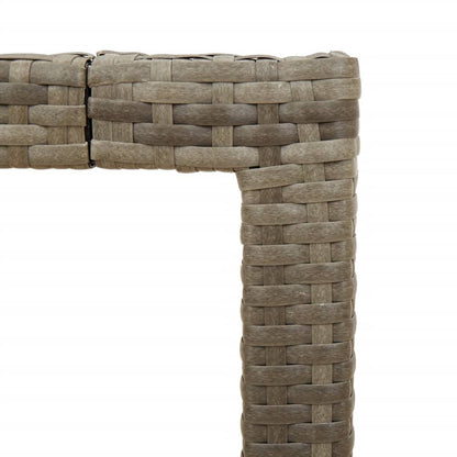 Tuintafel met glazen blad 90x90x75 cm poly rattan grijs