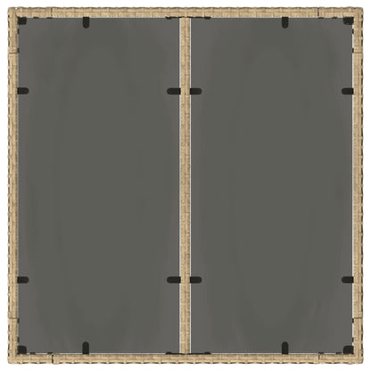 Tuintafel met glazen blad 90x90x75 cm poly rattan beige