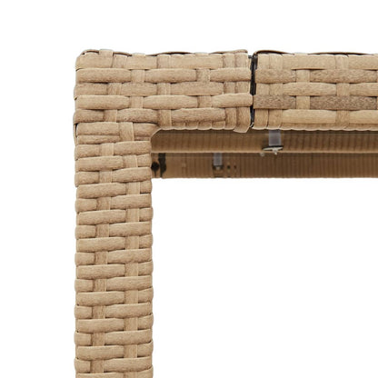 Tuintafel met glazen blad 90x90x75 cm poly rattan beige