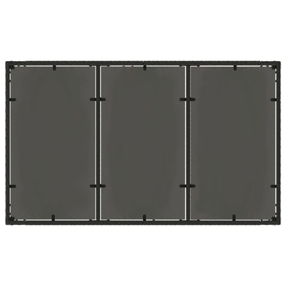 Tuintafel met glazen blad 150x90x75 cm poly rattan zwart