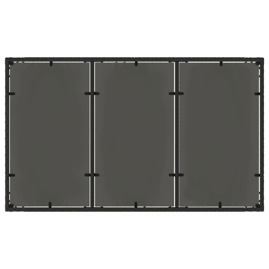 Tuintafel met glazen blad 150x90x75 cm poly rattan zwart