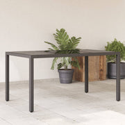Tuintafel 150x90x75 cm poly rattan zwart glas
